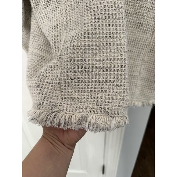 VGUC NIC+ZOE Plus Ribbon Trim Fringe Jacket Cream Navy Waffle size 3X READ - Picture 12 of 14